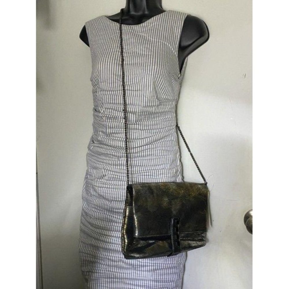 Nicole Miller Msrp Black Gold Leather Cross Body B - Picture 8 of 12